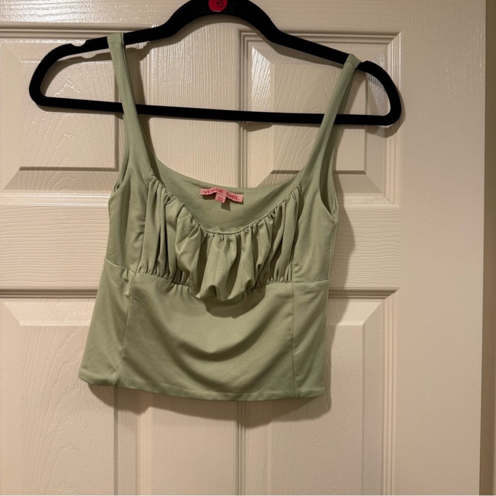 Verge Girl Green Ruffled Crop Tank Top – Size 10